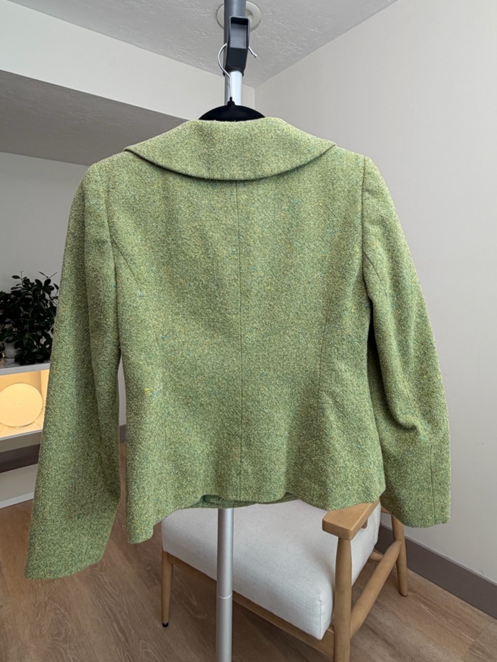Women’s | LOFT Ann Taylor Petite Tweed Blazer, Sage Green | Size 4P Small - Picture 2 of 7